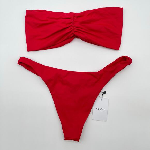 THE ATTICO | NWT Strapless Bikini Set in Red Cheeky Bandeau S - Picture 5 of 11